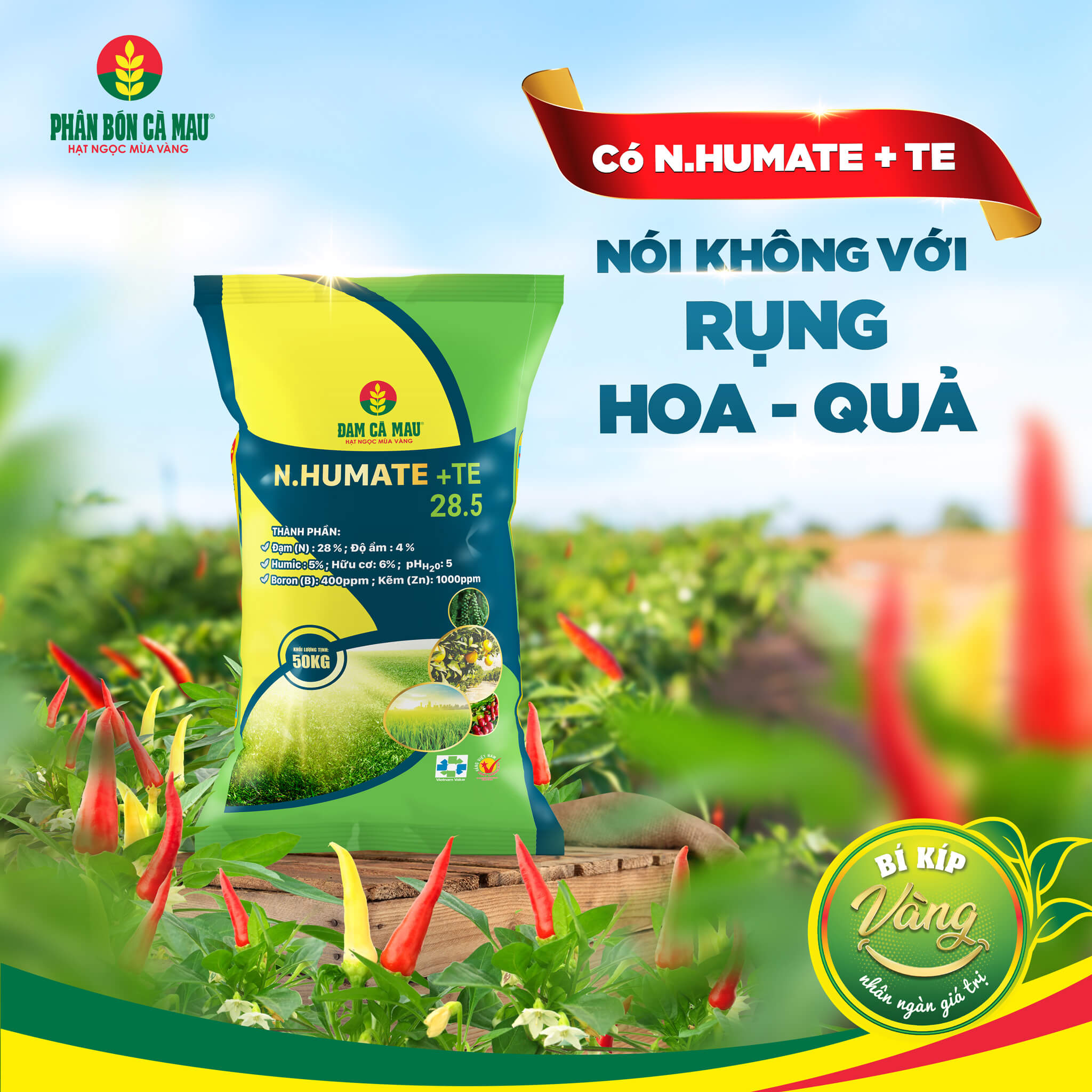 Ớt giảm rụng hoa, rụng quả nhờ N.Humate + Te